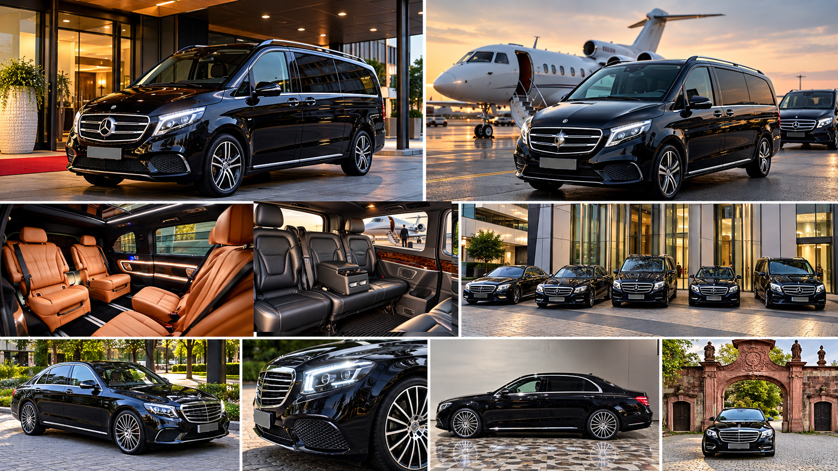 Impressionen aus unserem Mercedes-Benz Fuhrpark mit Limousinen, V-Klasse und Innenräumen